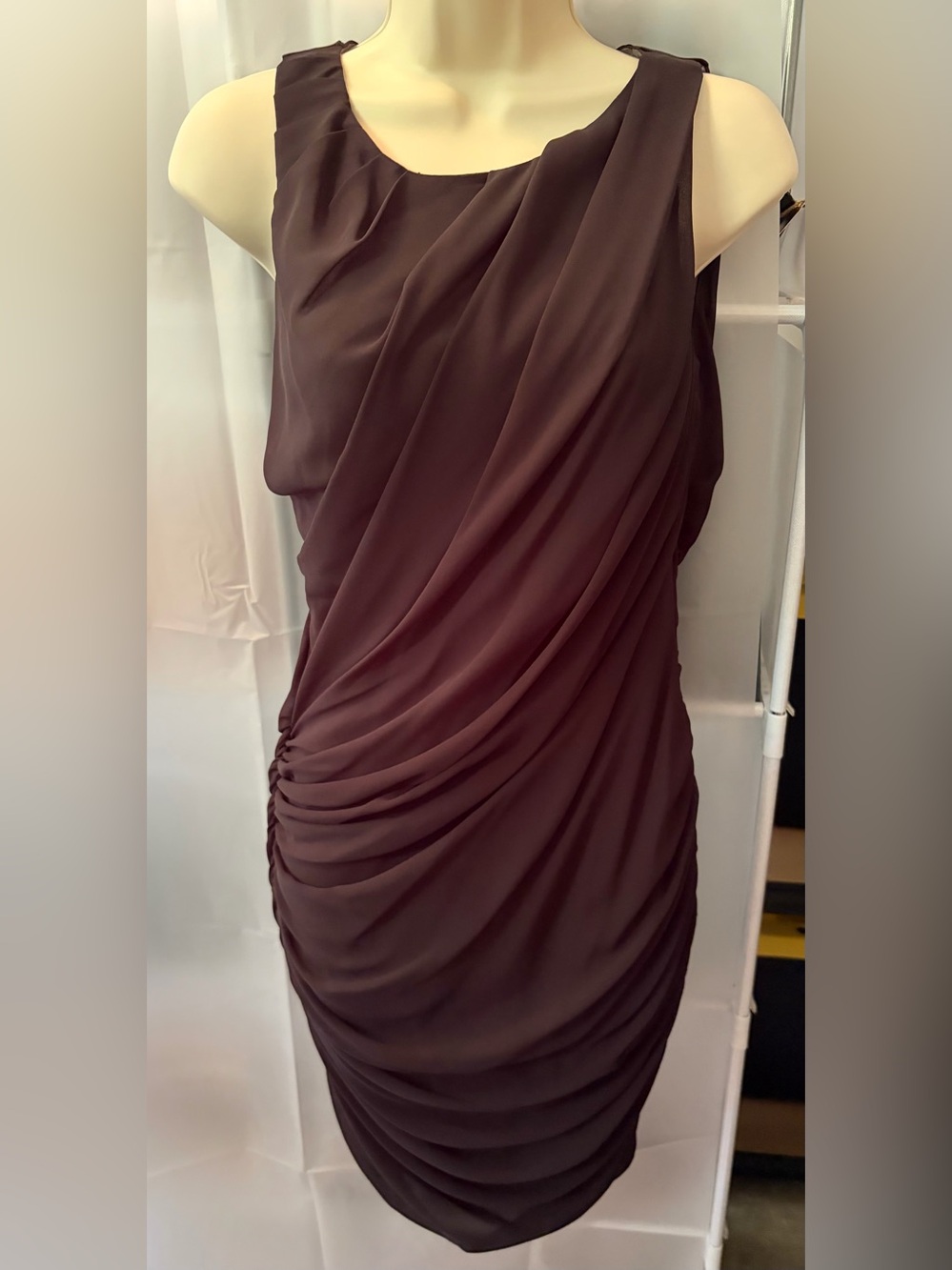 RACHEL Rachel Roy Black Ruched Bodycon Midi Dress